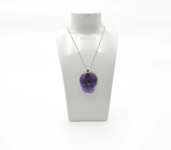 Pensée Cornula violette sur chaîne 50 CM en acier inoxydable 316L